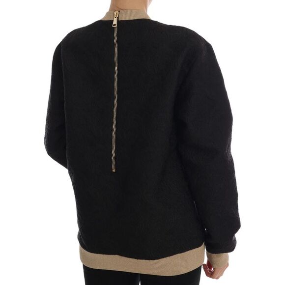 Dolce & Gabbana Black Fairy Tale Brocade Zipper Women's Sweater
